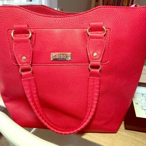 Like new BCBG Paris red faux leather tote!